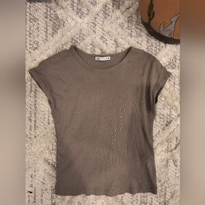 ZARA Basics Brown Mauve Baby Tee Style